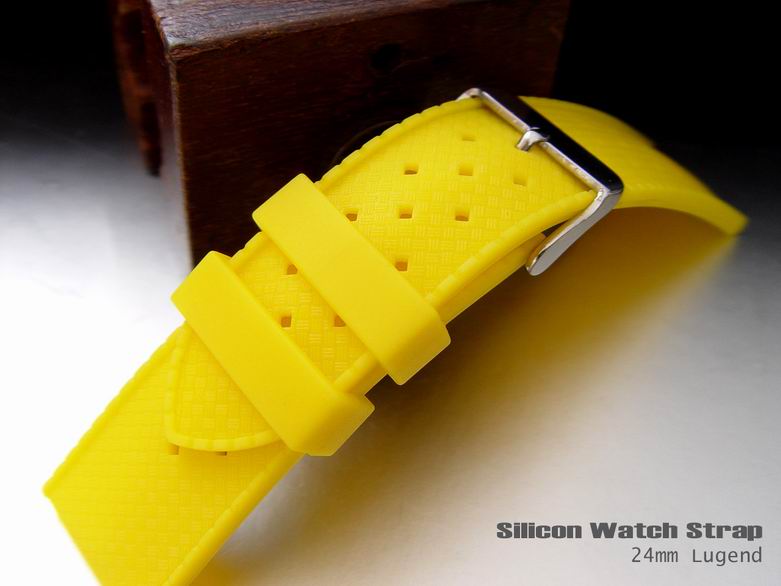20mm Soft Silicone Ferrari Yellow Porous Watch Band Diver Watch Strap