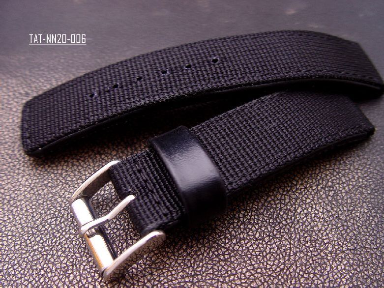 (TAT-NN20-006)20mm Black*Nylon w/ Leather Sandwich*Rolex Sport Watch
