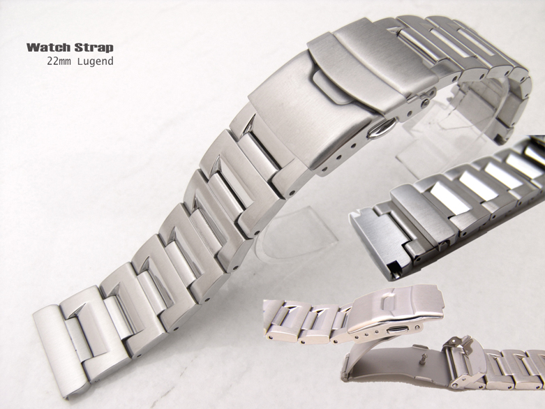 22mm 3-D Oyster Solid Stainless Steel Watch Band Bracelet Brushed Push Button