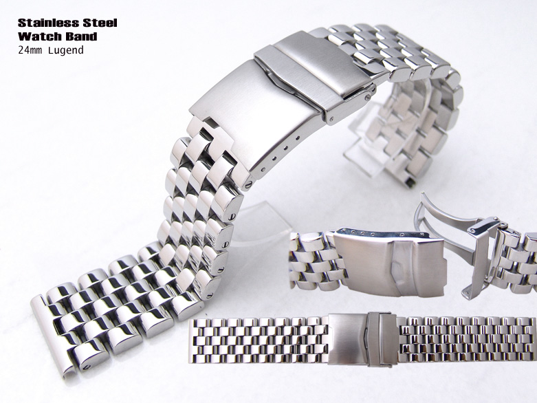 24mm Super Engineer 316L Solid Stainless Steel Heavy Diver Watch Bracelet Straight Lug P